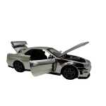 Macheta Nissan GTR R34 argintiu scara 1:32 replica metal lumini si sunete usi deschise - imagine 9