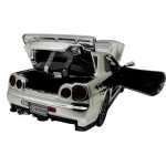 Macheta Nissan GTR R34 argintiu scara 1:32 replica metal lumini si sunete usi deschise - imagine 11