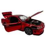 Macheta Nissan GTR R34 rosu scara 1:32 replica metal lumini si sunete usi deschise - imagine 12