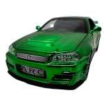 Macheta Nissan GTR R34 verde scara 1:32 replica metal lumini si sunete usi deschise - imagine 5