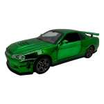 Macheta Nissan GTR R34 verde scara 1:32 replica metal lumini si sunete usi deschise