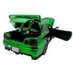 Macheta Nissan GTR R34 verde scara 1:32 replica metal lumini si sunete usi deschise - imagine 9
