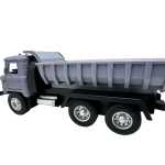 Macheta Camion Basculanta Gri 1:32 replica metal cu bena mobila roti cauciuc - imagine 3