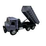 Macheta Camion Basculanta Gri 1:32 replica metal cu bena mobila roti cauciuc - imagine 6