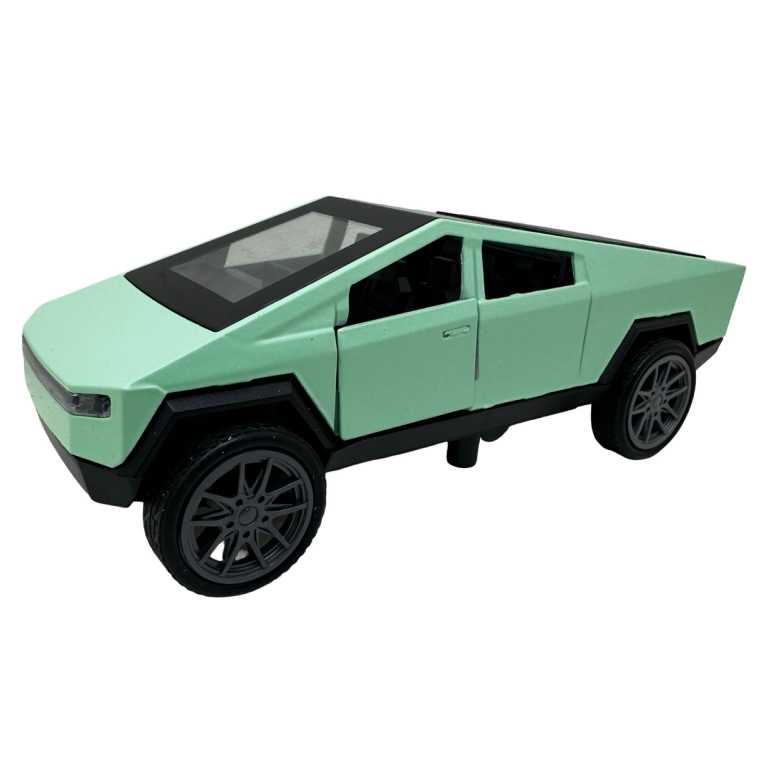 Macheta Tesla Cybertruck verde replica metal scara 1:36 lumina si sunet