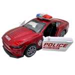 Macheta Ford Mustang de politie rosu cu sunet lumini resort 1/43