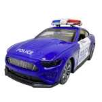 Macheta Ford Mustang politie albastru sunet lumini deschide usile resort 1/43