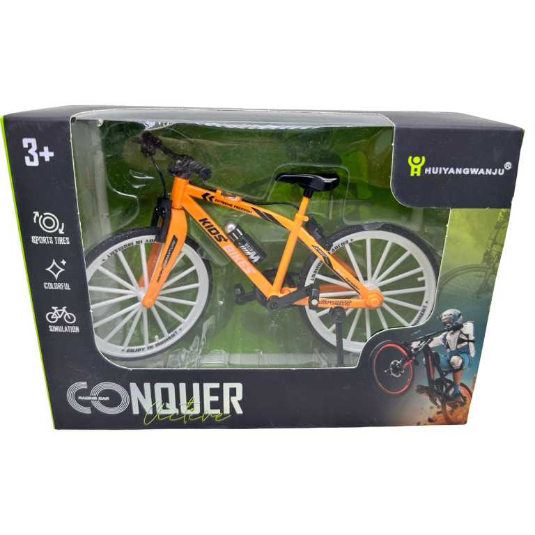 Bicicleta sport miniatura Conquer – model portocaliu realist pentru copii, roti mobile
