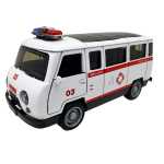 Macheta UAZ Ambulanta Metalica cu sunete, lumini, deschide usile 1/36