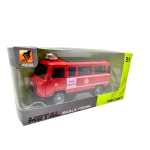 Macheta UAZ pompieri rosie metalica cu sunete, lumini, deschide usile 1/36 - imagine 3