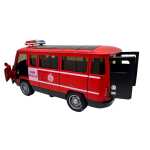 Macheta UAZ pompieri rosie metalica cu sunete, lumini, deschide usile 1/36 - imagine 6