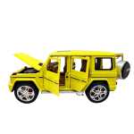Macheta Mercedes G class galben 1:24 replica metal sunete si lumini, usi si capota deschise - imagine 9