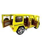 Macheta Mercedes G class galben 1:24 replica metal sunete si lumini, usi si capota deschise - imagine 12