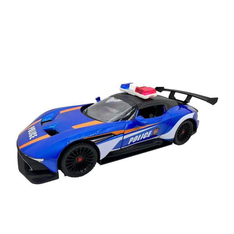 Macheta Masina Politie Aston Martin Walkyrie 1:22 replica metal lumini si sunete, usi deschise