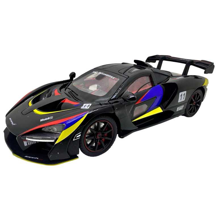 Macheta McLaren P1 negru 1:32 replica metal lumini si sunete, deschide usile