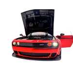 Macheta Dodge Challenger rosu cromat SRT 1:24 replica metal lumini si sunete, usi deschise - imagine 11