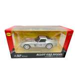 Macheta clasica de curse Ferrari Dino argintiu #46, replica metal scara 1:32 cu lumini, sunete si usi deschise
