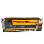 Macheta TIR Freight Forward Container galben 1:24 replica metal lumini si sunete, remorca detasabila