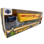 Macheta TIR Freight Forward Container galben 1:24 replica metal lumini si sunete, remorca detasabila - imagine 3