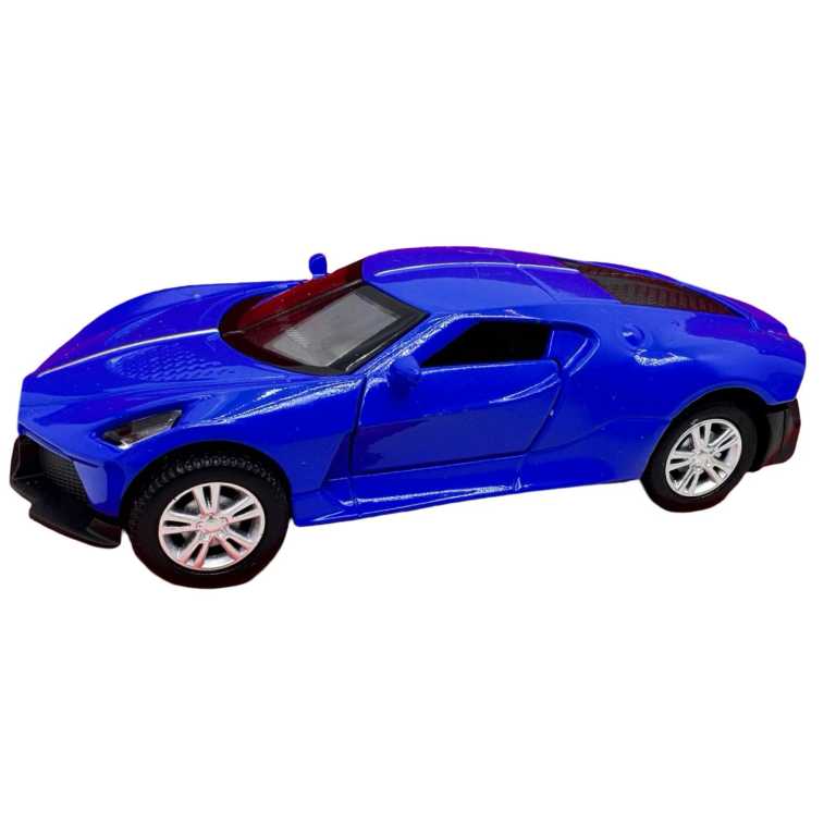 Macheta Bugatti Chiron albastra metal 1:43 cu usi deschise, lumini si sunete
