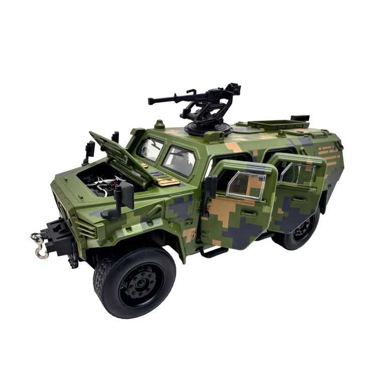Macheta Tab transportor Militar Camuflaj cu Sunete si Lumini, Accesorii Detasabile, usi deschise, scara 1:24