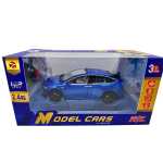 Macheta Tesla Model X albastru 1:22 replica metal cu radiocomanda, lumini si usi functionale