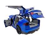 Macheta Tesla Model X albastru 1:22 replica metal cu radiocomanda, fum, lumini si usi functionale - imagine 11