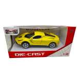 Macheta Ferrari galben scara 1:36 replica metal lumini si sunete, usi deschise