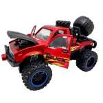 Masinuta Monster Truck rosu metal cu usi si capota deschise, sunete si lumini, suspensii mari, 1:24 - imagine 6