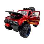 Masinuta Monster Truck rosu metal cu usi si capota deschise, sunete si lumini, suspensii mari, 1:24 - imagine 7