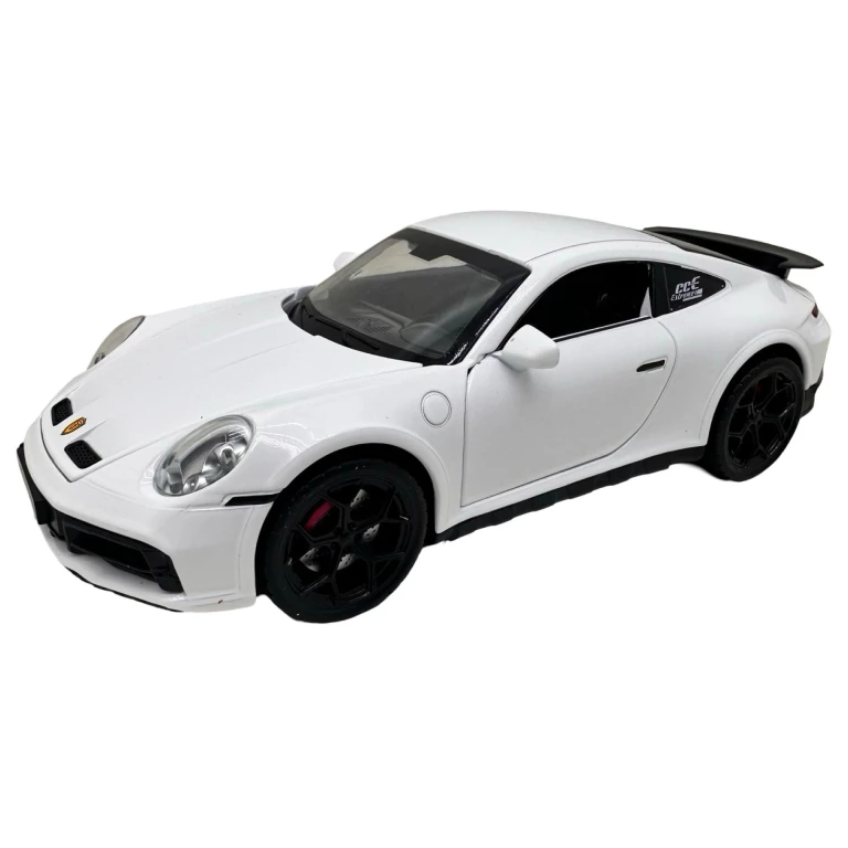 Aceasta macheta redă într-un mod realist un supercar sportiv Porsche Turbo, la scara 1:22, cu un design impresionant, caroserie metalică roșie și roți cauciucate. Modelul este echipat cu efecte spectaculoase de lumini și sunete, dar și cu un efect de aburi pe evacuare (spray cu apă) care adaugă un plus de realism în timpul jocului. Se deschid portierele, capota și portbagajul, iar sistemul "pull-back" permite lansarea mașinii în viteză prin simpla tragere înapoi. Dimensiuni: aproximativ 20 cm lungime Material: metal + plastic + cauciuc Recomandat: 3 ani+ Baterii necesare: incluse Ambalaj: cutie transparenta ideala pentru cadou Un cadou excelent pentru pasionatii de masini sau pentru colectia celor mici!