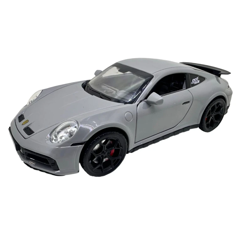 Macheta Porsche Turbo gri scara 1:22 cu lumini, sunete si efect de aburi
