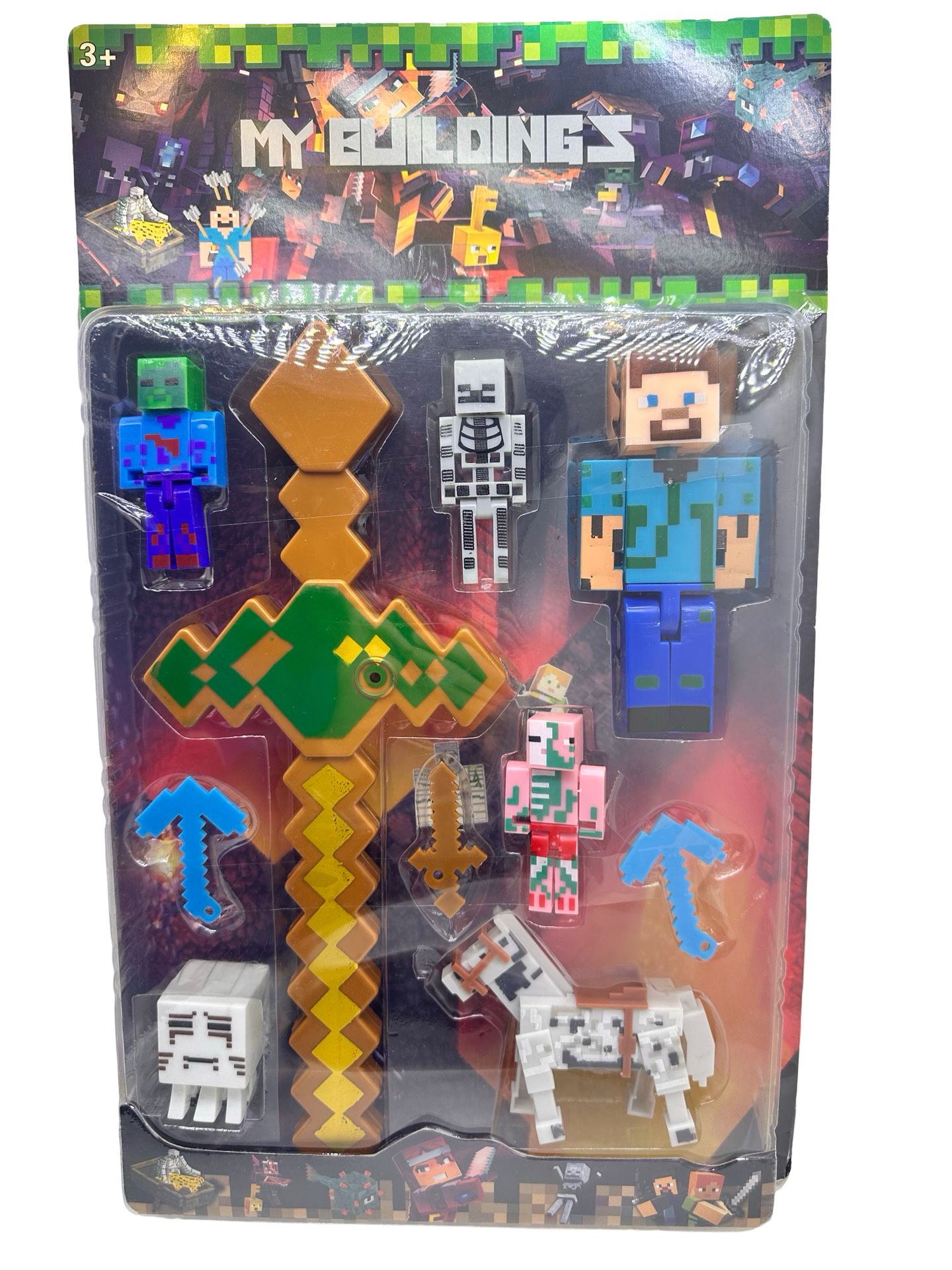 Set figurine My Buildings Minecraft cu accesorii si sabie mare Set figurine My Buildings Minecraft cu accesorii si sabie mare - imagine 1