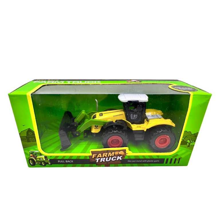 Macheta metal Tractor Agricol incarcator Farm Truck 1:50 metal pull-back