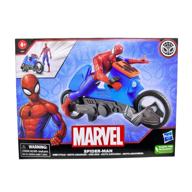 Set Figurina Spider-Man cu Motocicleta Web Cycle Marvel Hasbro 15.2 cm 4+