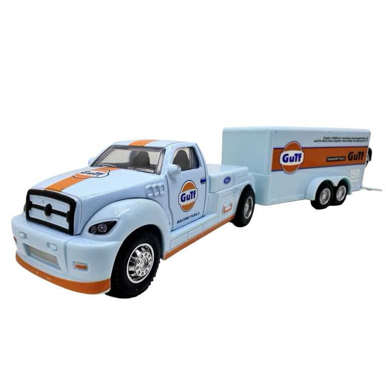 Macheta Camioneta Gulf cu remorca transport masini 1:38