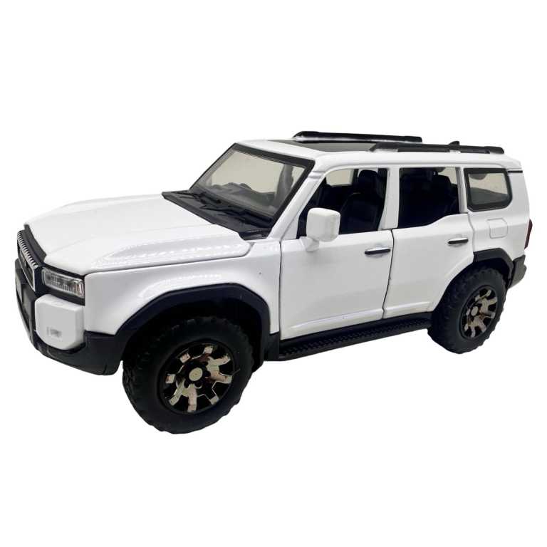 Macheta Toyota Land Cruiser Prado alba 1/32 sunet lumini deschide usile si capotele