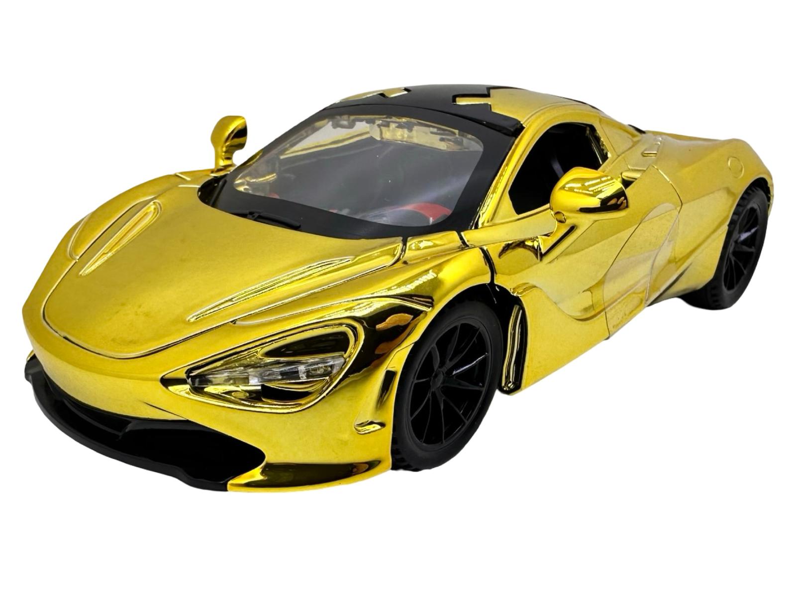 IMG-20251209-WA0188 Macheta McLaren auriu 1:32 replica metal usi capota portbagaj functionale sunete si lumini