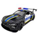 Macheta BMW M4 negru Politie Sport 1:28 metal lumini si sunete deschide usile