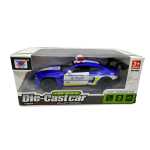 Macheta BMW M4 albastru Politie Sport 1:28 metal lumini si sunete deschide usile