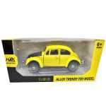 Macheta Volkswagen Beetle galbena 1:36 metal model pull back usi functionale sunet si lumini