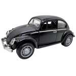 Macheta Volkswagen Beetle neagra 1:36 metal model pull back usi functionale sunet si lumini