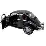 Macheta Volkswagen Beetle neagra 1:36 metal model pull back usi functionale sunet si lumini - imagine 4
