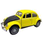 Macheta Volkswagen Beetle galbena 1:36 metal model pull back usi functionale sunet si lumini