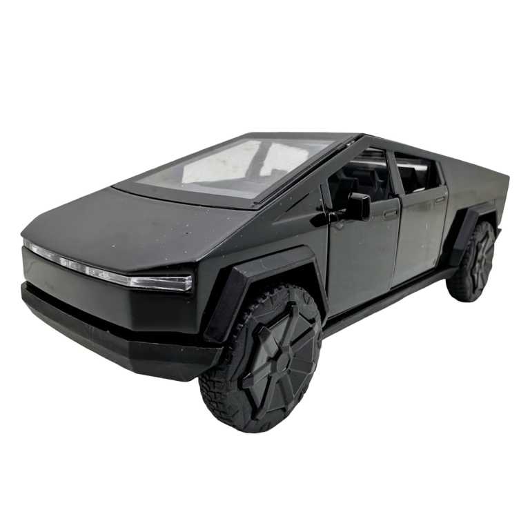 Macheta Tesla Cybertruck neagra 1:32 metal lumini si sunete usi deschise