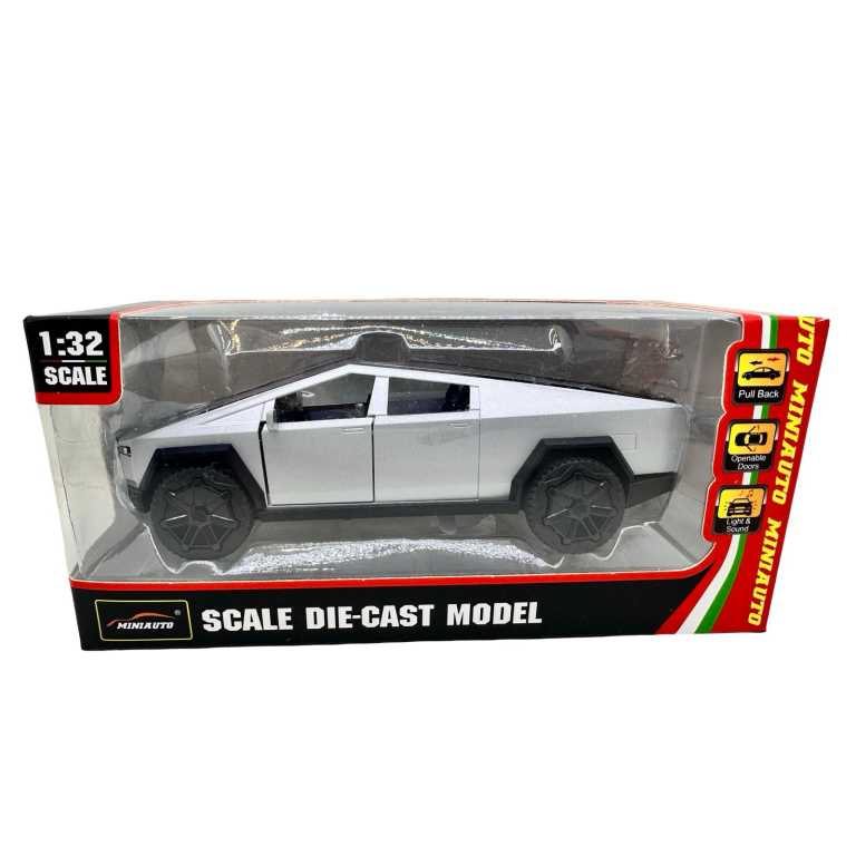 Macheta Tesla Cybertruck 1:32 metal lumini si sunete usi deschise