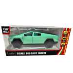 Macheta Tesla Cybertruck verde 1:32 metal lumini si sunete usi deschise