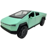 Macheta Tesla Cybertruck verde 1:32 metal lumini si sunete usi deschise - imagine 4