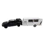 Macheta Ford Ram negru Pickup cu Rulota Camping 1:32 metal lumini si sunete deschide usile - imagine 12