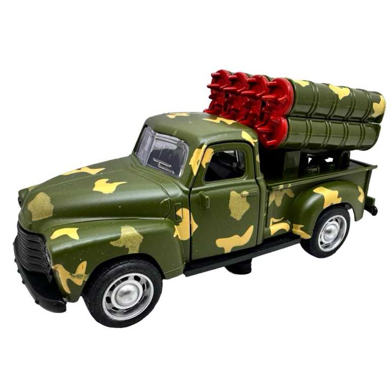 Macheta armata 1:32 Pickup Camuflaj cu Tun si Radar Usi Deschise Pull Back lumini si sunete